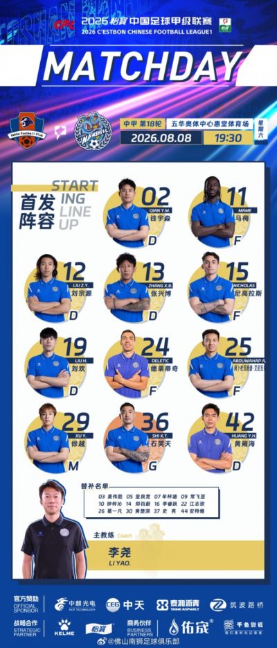 2026首发·第十八轮 | 梅州客家VS 佛山南狮 ​​​