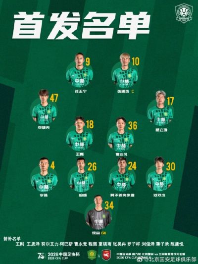 💚北京国安今日首发💪足协杯淘汰赛🔰捍卫主场！