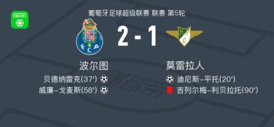 波尔图2-1逆转莫雷拉人，威廉-戈麦斯1射1传，贝德纳雷克建功