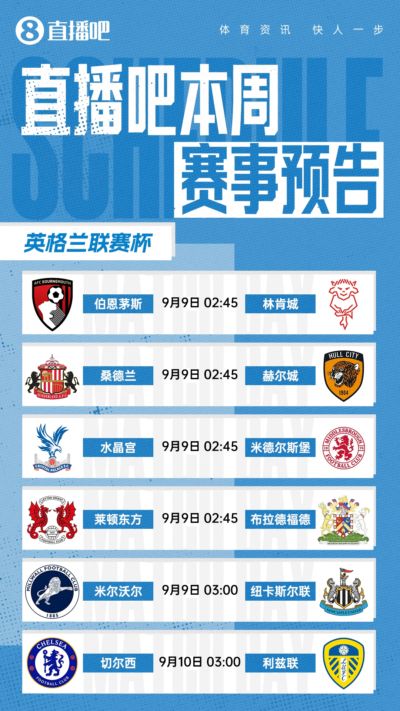 本周带来6场联赛杯免费视频直播，快去预约你想看的比赛！