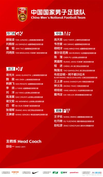 中国男足公布集训名单:蓉城成“国脚大户” 清华附中高中生赵松源“跳级”入选